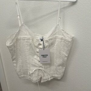 Princess Polly amitri lace up top ivory